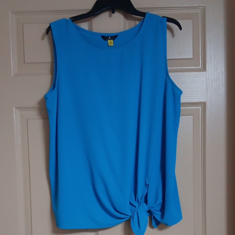Jules & Leopold Vibrant Blue Tie-Front Blouse